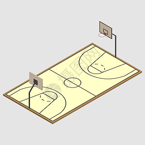 篮球场地面篮球场的测深 矢量说明插画
