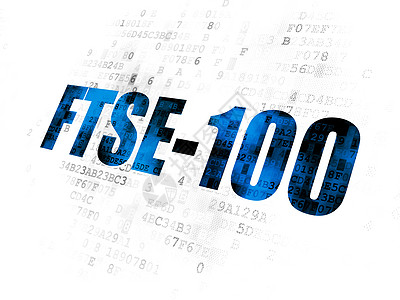 数字背景下的股票市场指数概念 FTSE100创新王国生长展示代码互联网市场电脑监视器经济图片