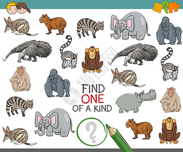 同类游戏工作表之一教育卡通片逻辑野生动物消遣艺术品谜语哺乳动物动物绘画图片