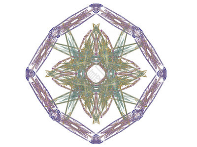 具有多彩花纹的抽象分形紫色样本星星黄色渲染单元编织插图白色背景图片
