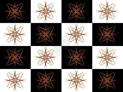 具有黑白方形细胞分形的纹理橙子绘画插图白色渲染正方形背景图片