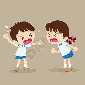 学生男孩和女孩在吵架图片