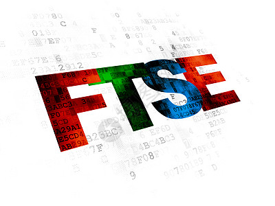 股票市场指数概念 FTSE 数字背景贸易库存代码技术软件经济电脑战略王国像素化图片