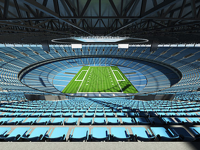 有天蓝色位子和VIP包厢的大美丽的现代美式足球体育场场地玻璃竞赛会场黑色院子运动天空椅子白色图片