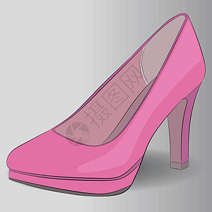 女鞋高跟鞋插图女孩配饰粉色图片