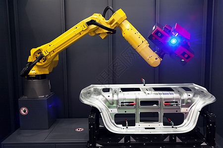 机器人臂和3D扫描仪 自动扫描传感器电脑光学自动化数据生产质量工程测量汽车图片