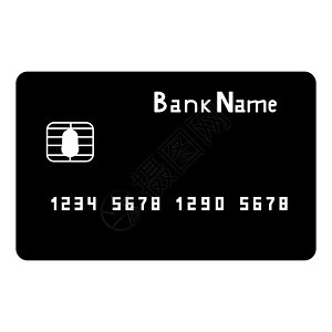 黑色图标是 Bank Card城市借方身份电子商业金融店铺银行塑料销售背景图片