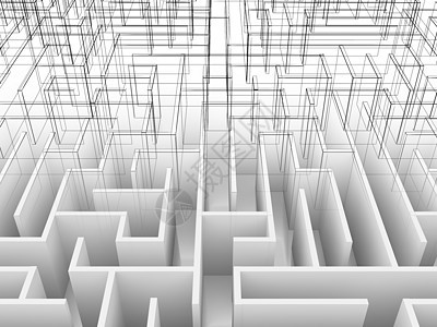 无尽的迷宫 3d 插图 线框金属游戏成功解决方案路线入口数据正方形战略谜语背景图片