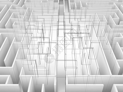 无尽的迷宫 3d 插图 线框游戏成功挑战困惑路线帮助解决方案正方形谜语金属背景图片