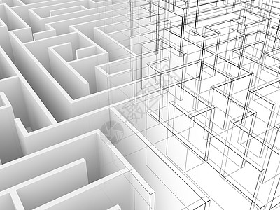 无尽的迷宫 3d 插图 线框挑战正方形解决方案技术战略数据小路游戏入口谜语背景图片