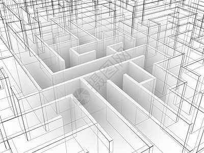 无尽的迷宫 3d 插图 线框谜语困惑金属技术正方形小路入口解决方案路线数据背景图片