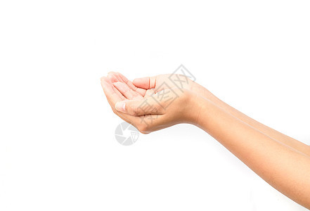 妇女手在白背景 宗教概念上祷告手指棕榈女人手势情绪信仰女性上帝女士情怀图片