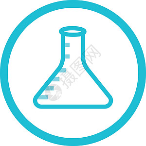 化学烧瓶蓝色圆形图标象形试管气体管子设计玻璃实验室知识烧杯解决方案图片