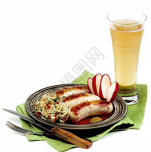 白慕尼黑香肠和啤酒图片