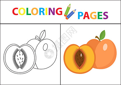 着色书页 素描轮廓和颜色版本 为孩子们着色 子女教育 矢量图活动涂鸦页数婴儿快乐卡通片孩子图书玩具乐趣图片