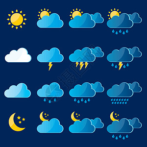 气象天气和气候图标界面太阳月亮温度温度计资料风暴收藏插图预报图片