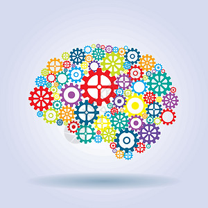 有齿轮的人脑记忆人士工程图表创新头脑技术商务合伙解决方案图片