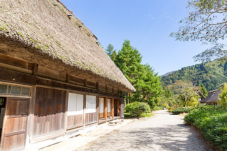 日本白川戈老村蓝色历史性季节建筑农场房子遗产白川晴天建筑学图片