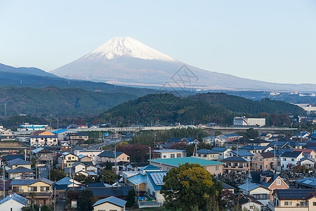 静冈市藤山建筑公吨港口海洋地标高原火山天空城市蓝色背景图片