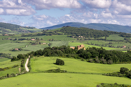 VAL D'ORCIA 托斯卡纳/意大利-5 月 17 日 Val d'Orcia Tu 的农田图片