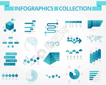 商业和社会信息图收藏蓝色零售插图白色金字塔统计推介会图表技术背景图片
