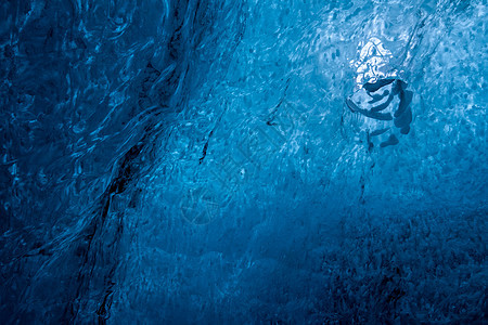 乔库萨隆附近水晶冰洞洞穴白色蓝色吸引力冰河旅行季节性冰川沙龙背景图片