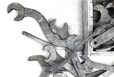 收集旧的老生锈扳手维修服务管道建设者承包商金属收藏手工具元素钳工图片