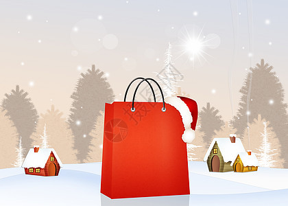 圣诞销售折扣购物问候语明信片店铺礼物季节商业红色插图图片