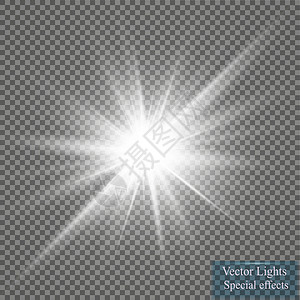 发光效果 在透明背景上闪闪发光的星暴 矢量图光束射线闪光天空星星褪色艺术插图强光阳光图片