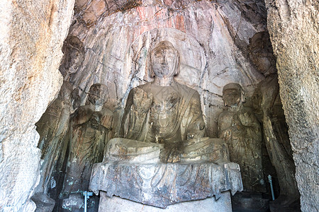 中国 洛阳长门石库艺术雕塑文化洞穴寺庙旅行世界历史性旅游背景图片
