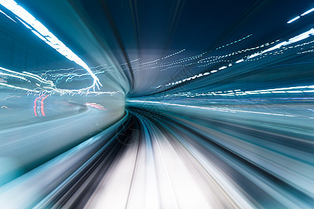 隧道中的列车移动仓库圆形曲线铁路踪迹管子过境技术运动蓝色图片