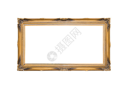 金框金色优雅的古典 白背景孤立于白背景绘画艺术正方形乡村展览照片摄影边缘金子画廊图片