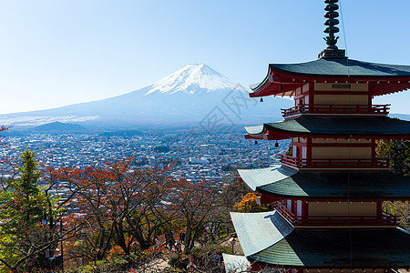 秋季秋天的和Fuji山图片