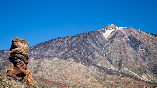 迭代山和石头叫做树编队风景蓝色国家火山地质学旅行顶峰火山口岩石图片