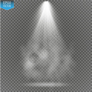 具有闪电和雾或烟雾背景的矢量白色透明能量聚光灯场景运动派对剧院插图火花射线投影仪俱乐部娱乐投影图片