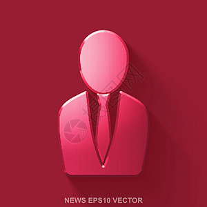 平面金属新闻 3D 图标 红色光滑金属企业的红背景人 EPS 10 矢量图片