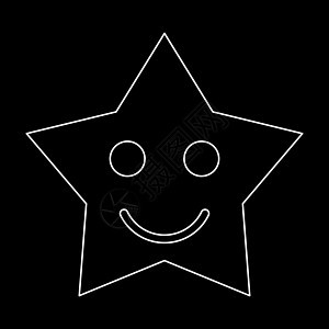 微笑的恒星白色路径图标背景图片