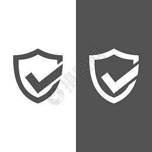 黑白背景上的主动保护盾牌图标徽章网络隐私防火墙插图标识警告安全互联网图片