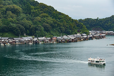 日本京都的Inecho甲板半岛建筑学建筑地区街道住宅船屋内线木头图片