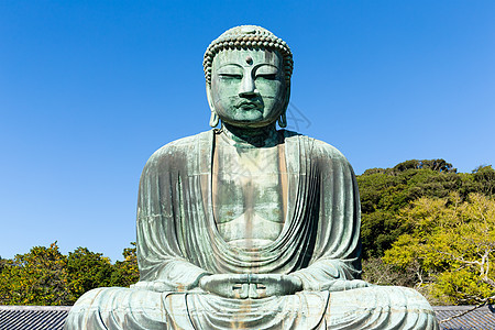 日本的巨佛寺庙旅行地标雕像冥想大佛宗教蓝色旅游文化图片