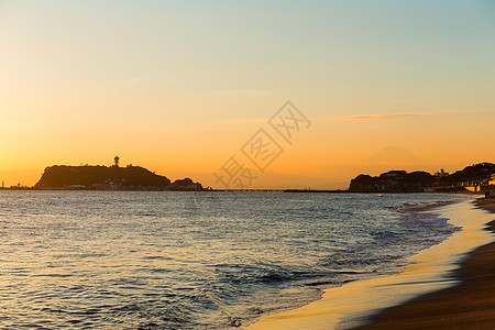 日本光南日落海洋小时沿海风景城市旅行太阳景观蓝色金子图片