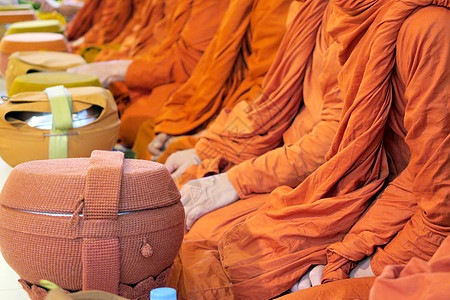 泰国佛教僧侣敬重寺庙崇拜传统佛教徒棕色文化和尚装饰品橙子团体图片