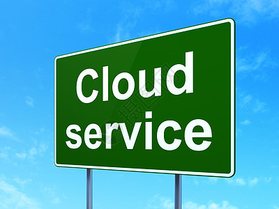 云层技术概念 在路标背景上的云服务指针高科技招牌网站导航天空服务器街道木板计算图片
