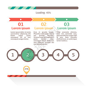 进度条设置 加载状态栏矢量 web 指示器 逐步处理下载按钮图表指标网络用户软件时间数字导航插图背景图片
