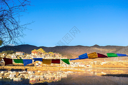 云南香格里拉桑赞林修道院目的地旅行寺院旅游背景