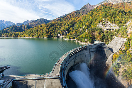 库罗贝大坝高山黑部吸引力路线力量彩虹地标风景工程半径图片