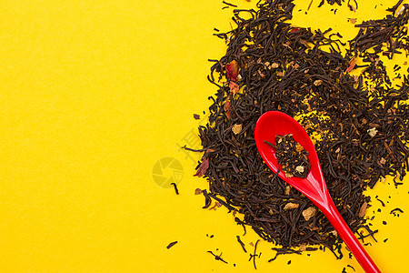 茶汤勺的茶叶组成叶子文化植物草本植物农业饮料早餐香气健康食物图片