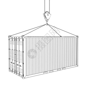 吊在起重机钩子上的货物集装箱办公室加载盒子出口金属运输货运商品工业船运图片
