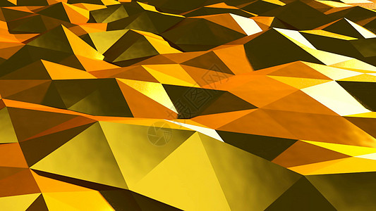 低多边形背景抽象金三角水晶背景动画变形器钻石折纸三角形金色几何学金框金子插图金球背景