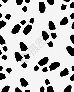 无缝印迹图案烙印绘画元素痕迹白色黑色脚步墙纸插图墨水图片